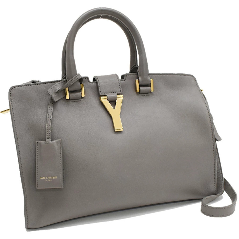 Saint Laurent Paris Cabas Handbag Shoulder Bag Leather Gray